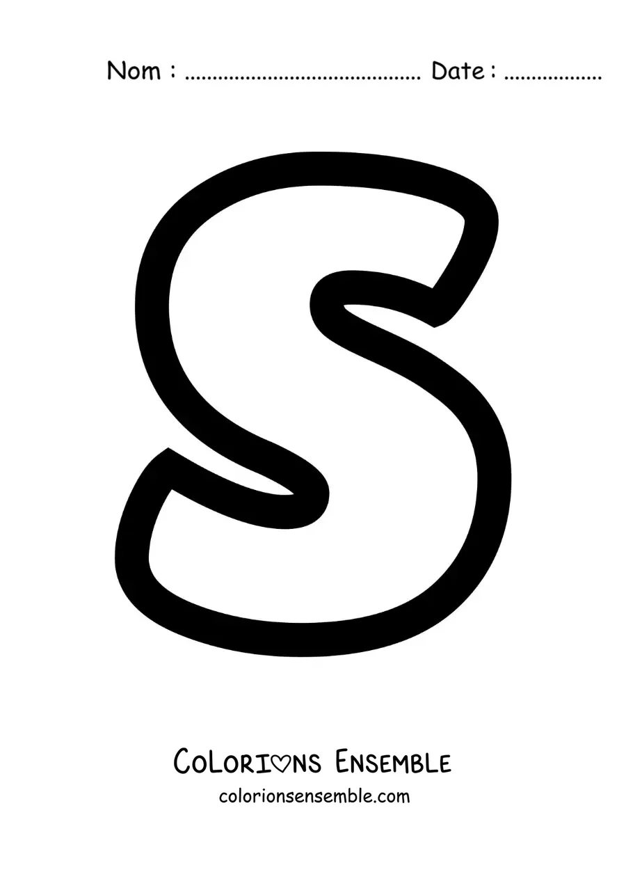 Image à colorier de la lettre s minuscule