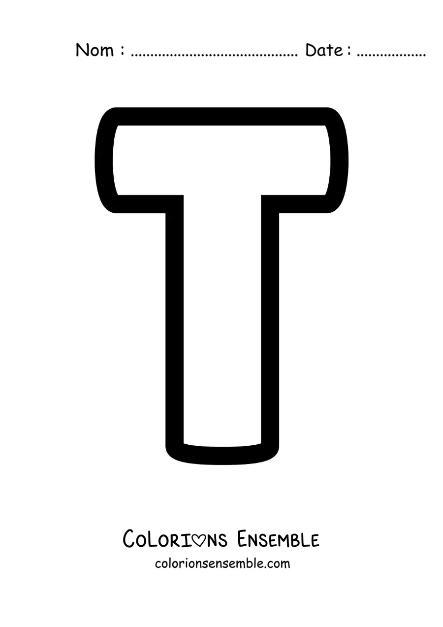 Image à colorier de la lettre T majuscule