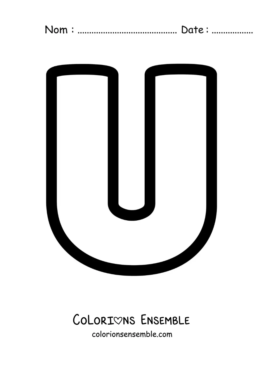 Image à colorier de la lettre U majuscule