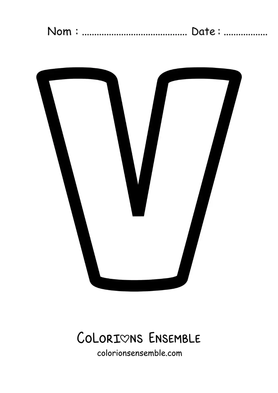 Image à colorier de la lettre V majuscule
