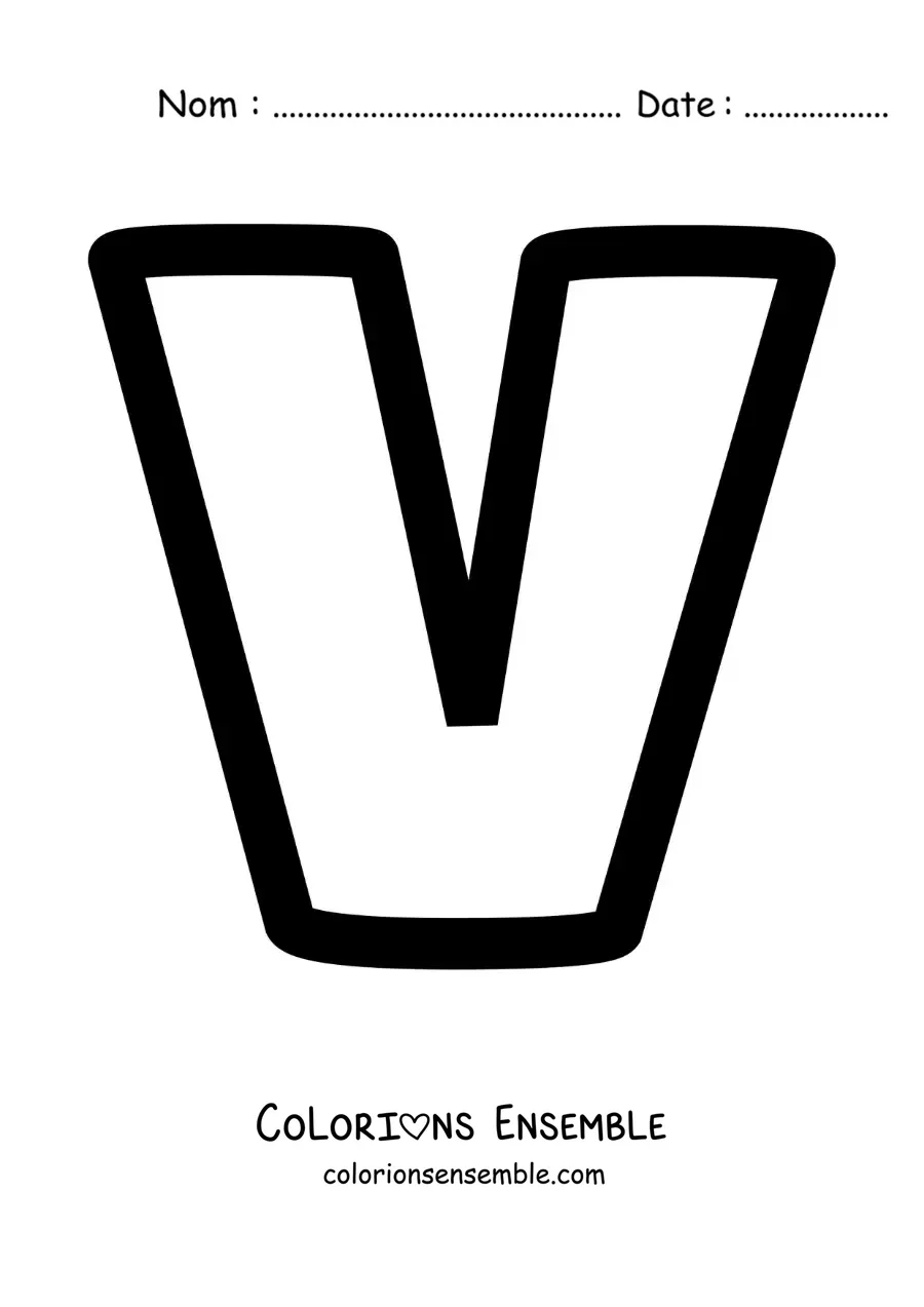 Image à colorier de la lettre v minuscule