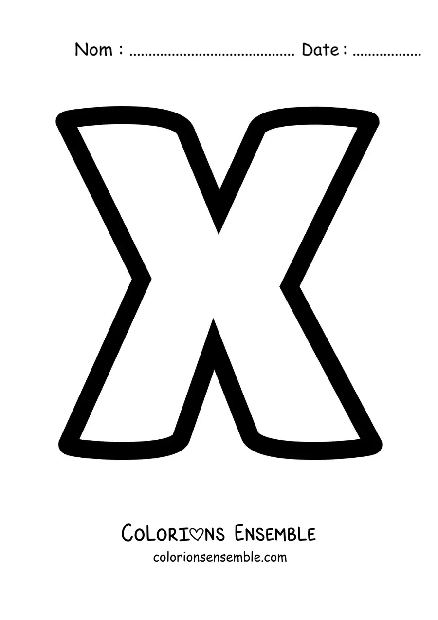 Image à colorier de la lettre X majuscule