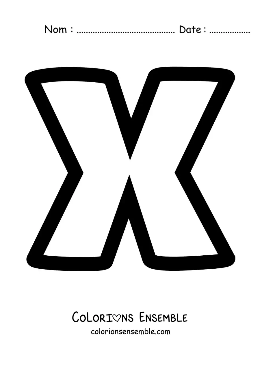 Image à colorier de la lettre x minuscule