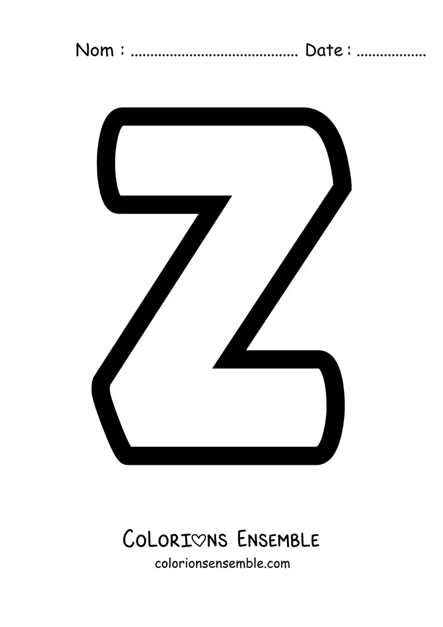 Image à colorier de la lettre Z majuscule