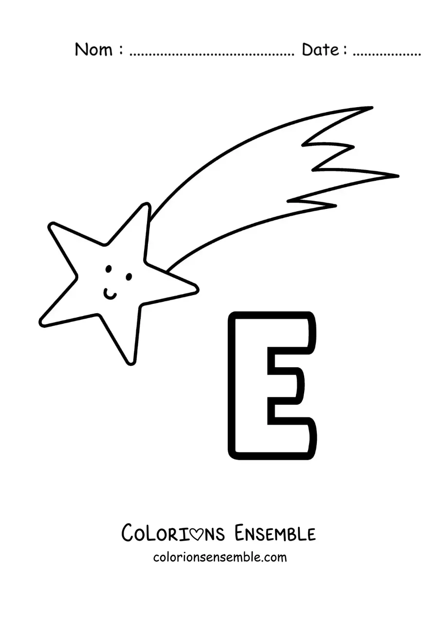 Image à colorier de la lettre E comme étoile
