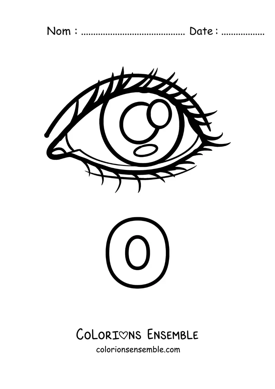 Image à colorier de la lettre O comme œil