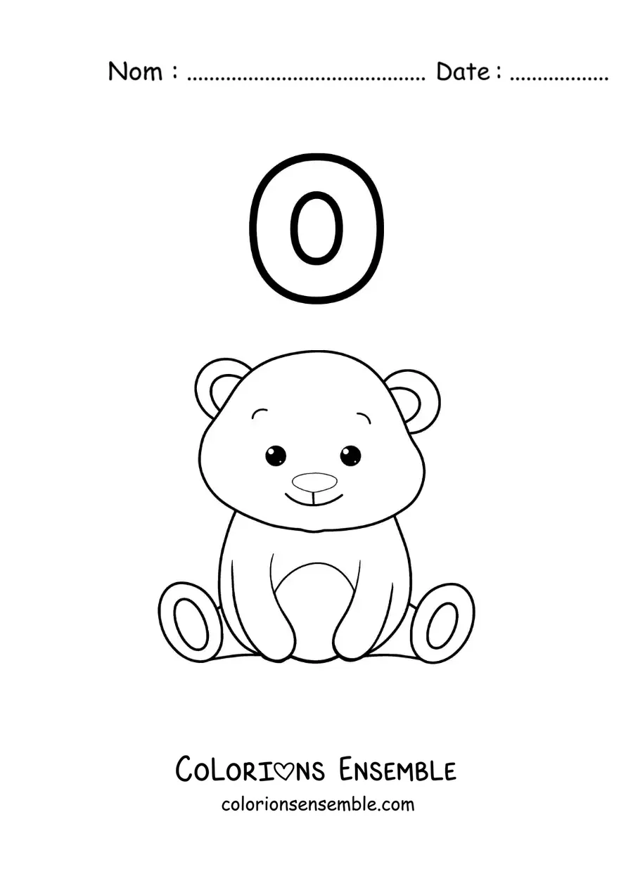 Image à colorier de la lettre O comme ours