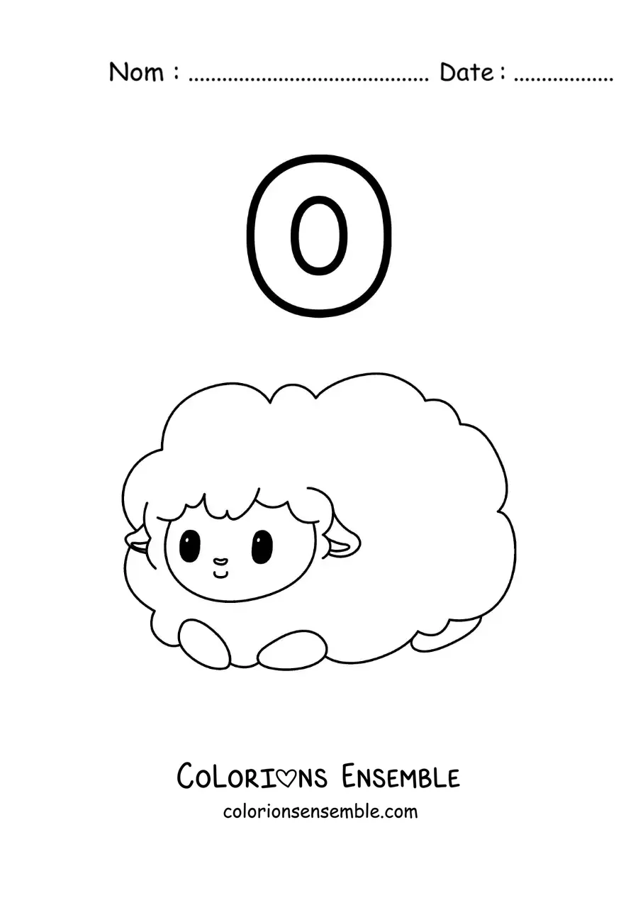 Image a colorier de la lettre O comme mouton