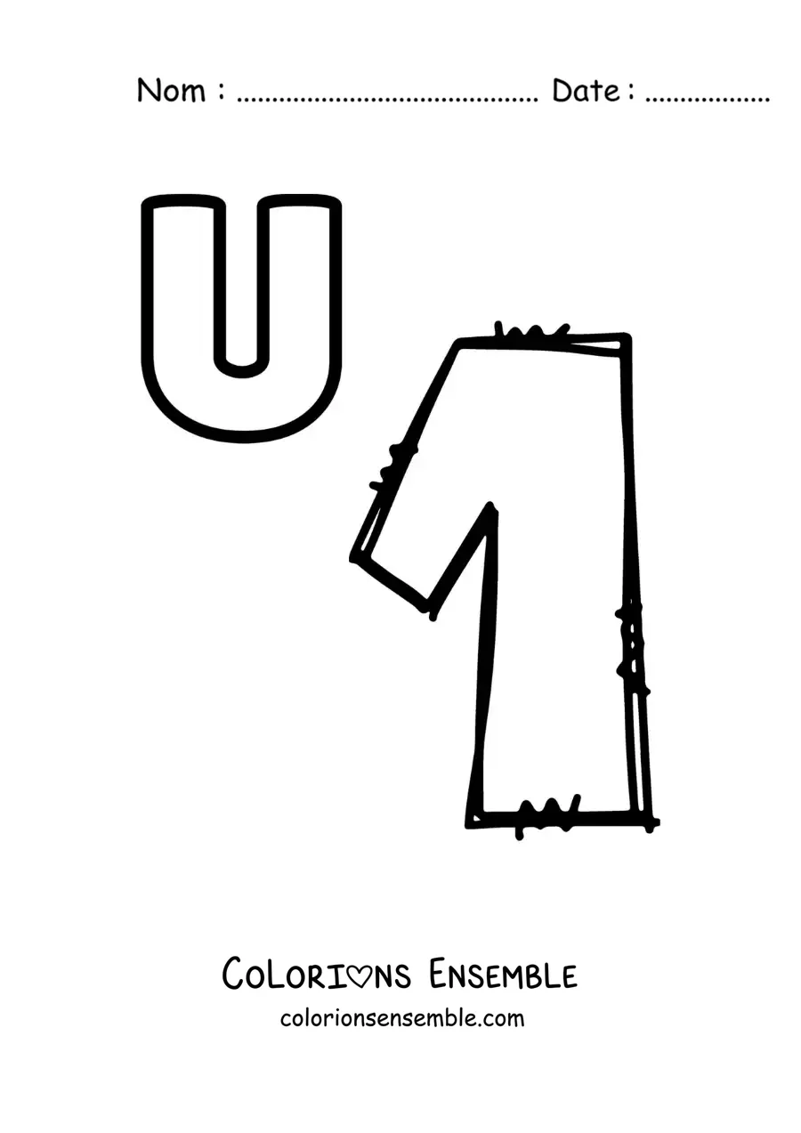 Image a colorier de la lettre U comme un