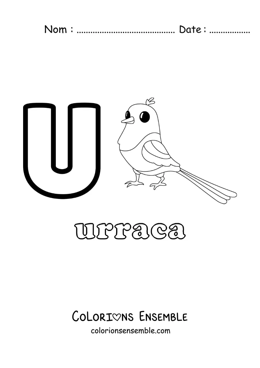 Image a colorier de la lettre U comme pie