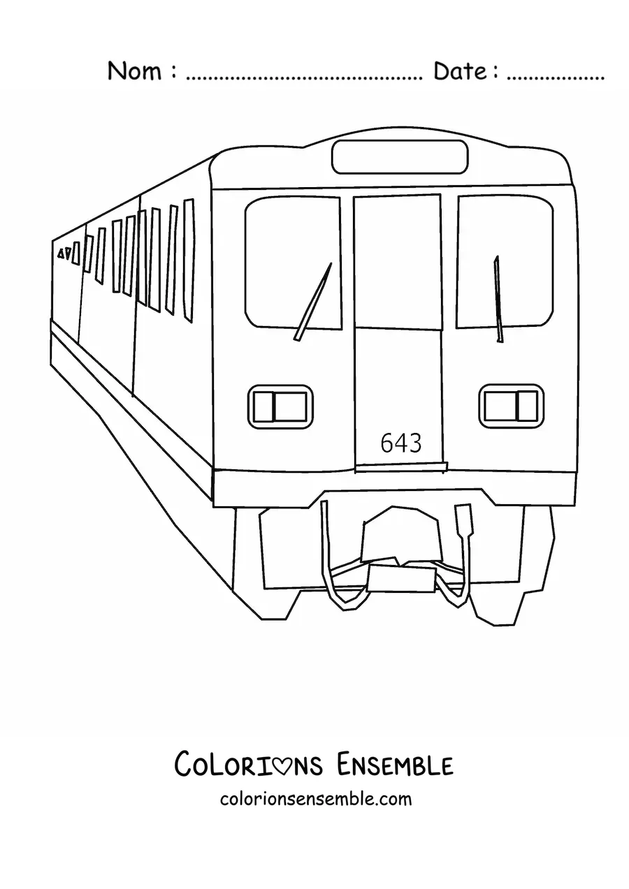 Image à colorier d'un métro vu de face