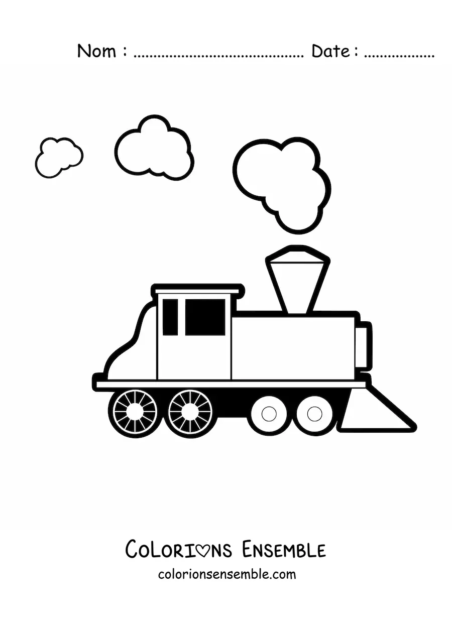 Image à colorier d'une locomotive en marche