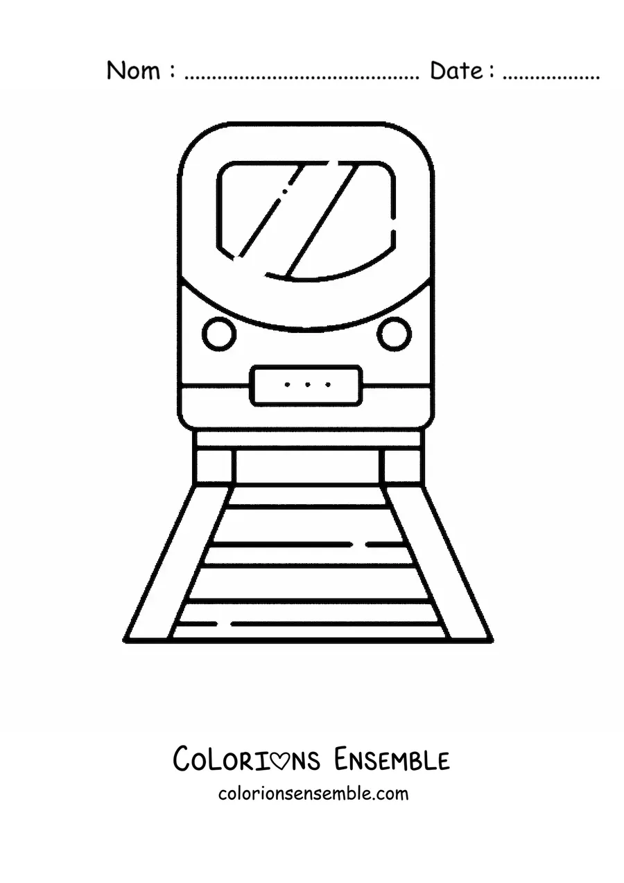 Image à colorier d'un train vu de face