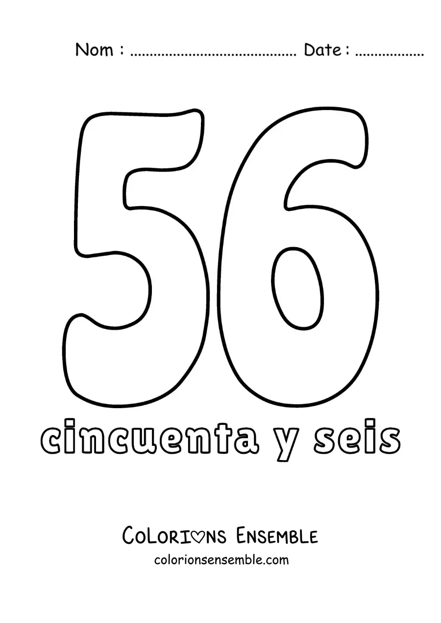 Image à colorier d'une fiche du 56 pour apprendre les nombres naturels