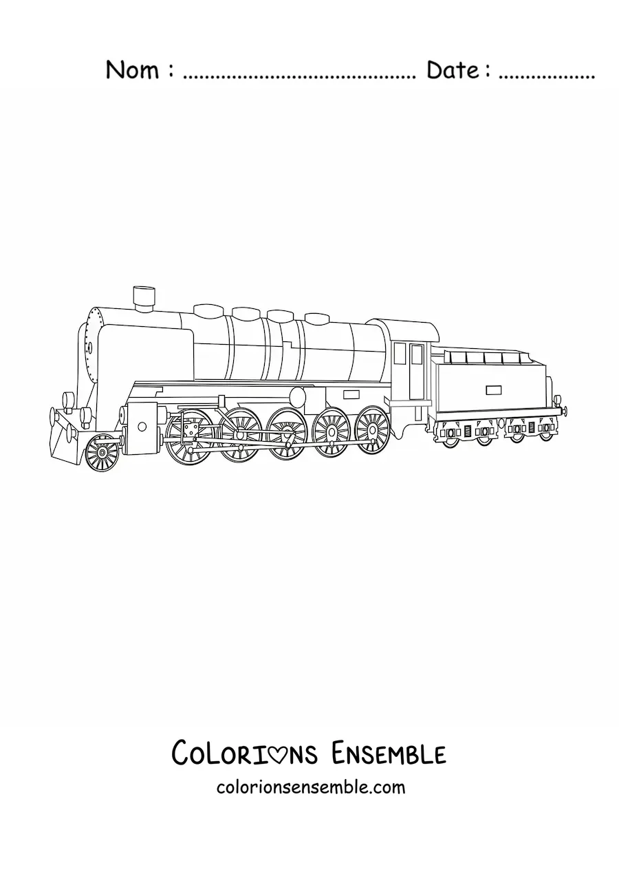Image à colorier d'un train vu de côté