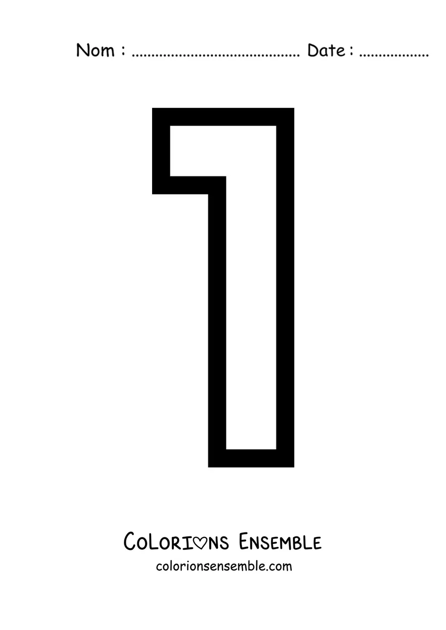 Image à colorier d'un grand chiffre 1