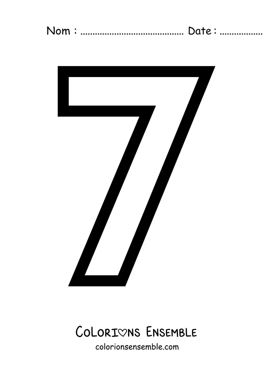 Image à colorier du grand chiffre 7