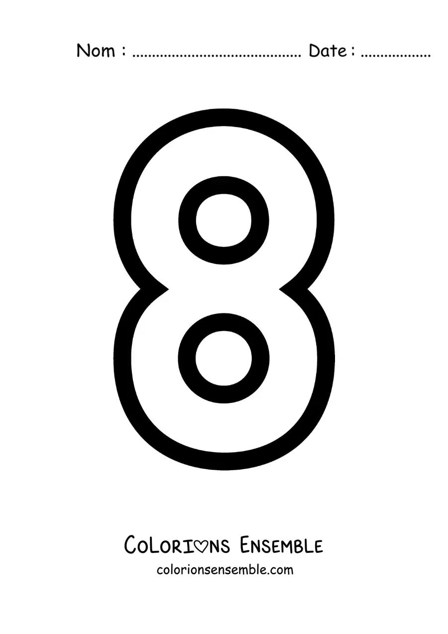 Image à colorier du grand chiffre 8