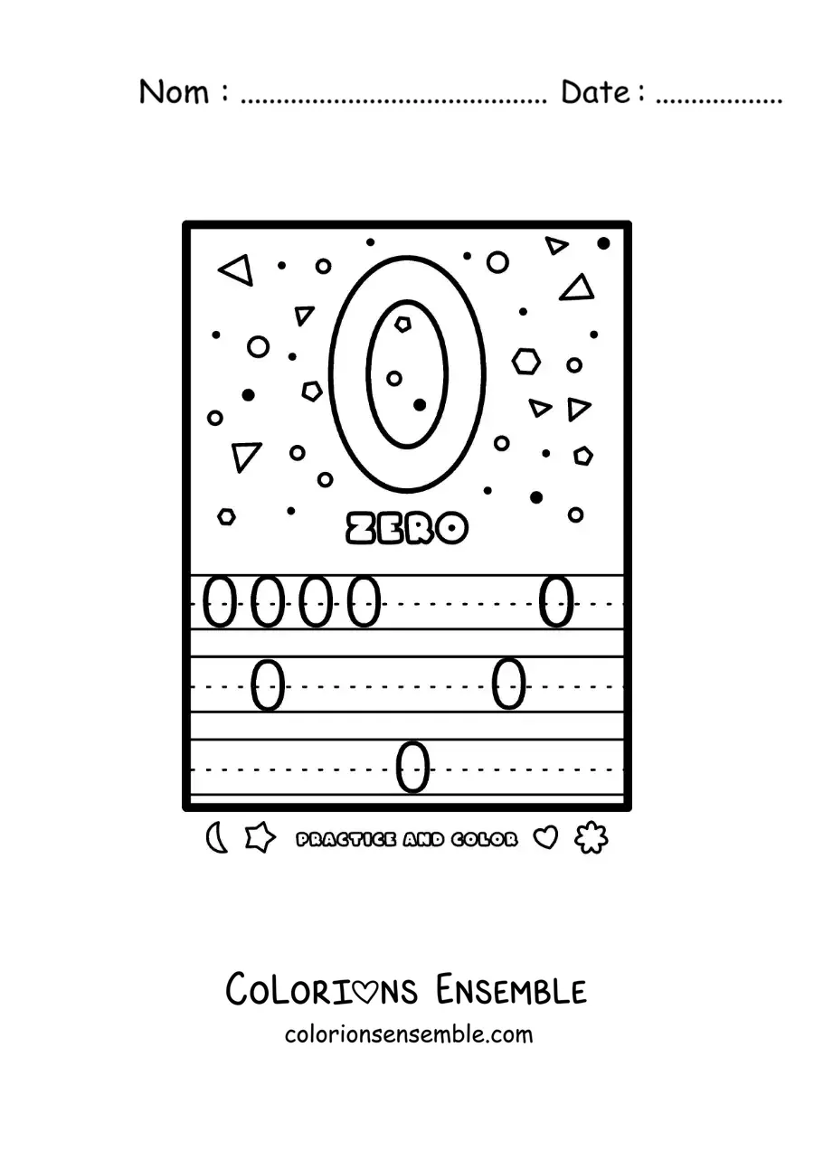 Image à colorier de l’activité pour apprendre le chiffre 0 en anglais