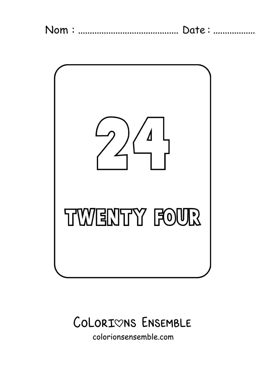 Image à colorier du nombre 24 en anglais