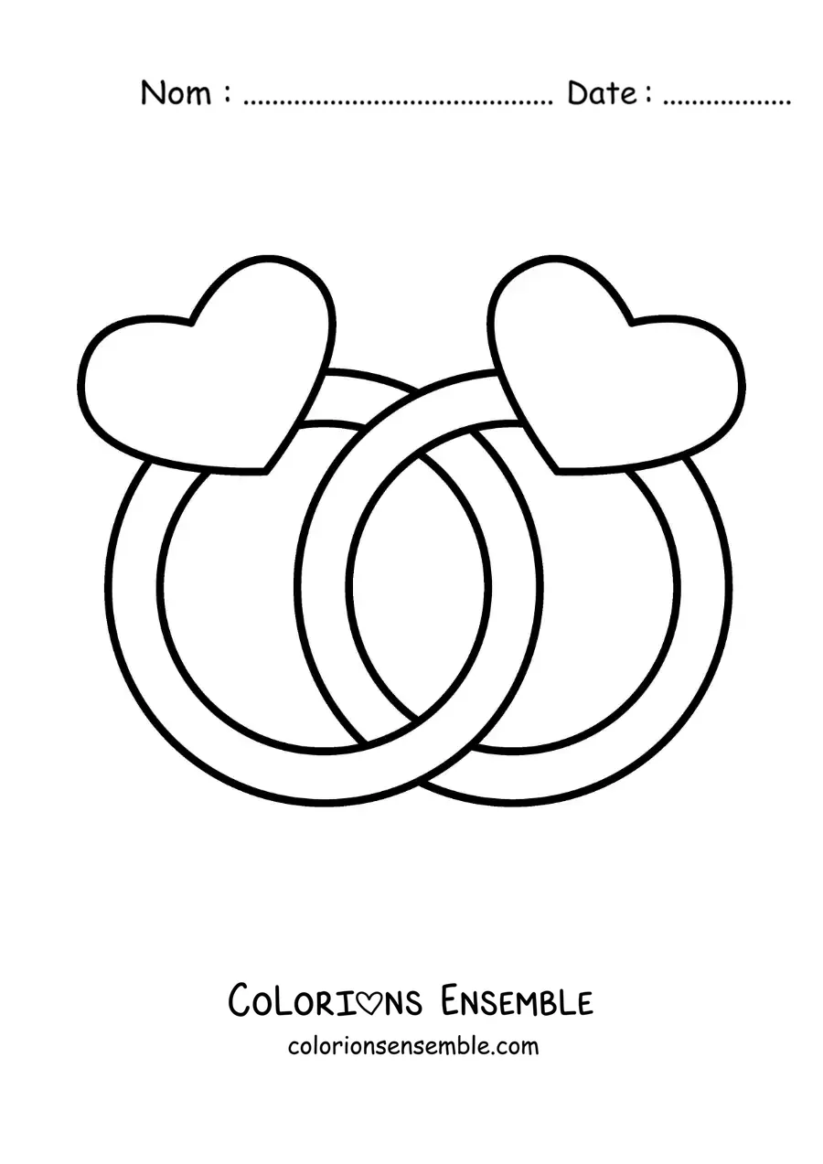 Image à colorier d’alliances de mariage entrelacées