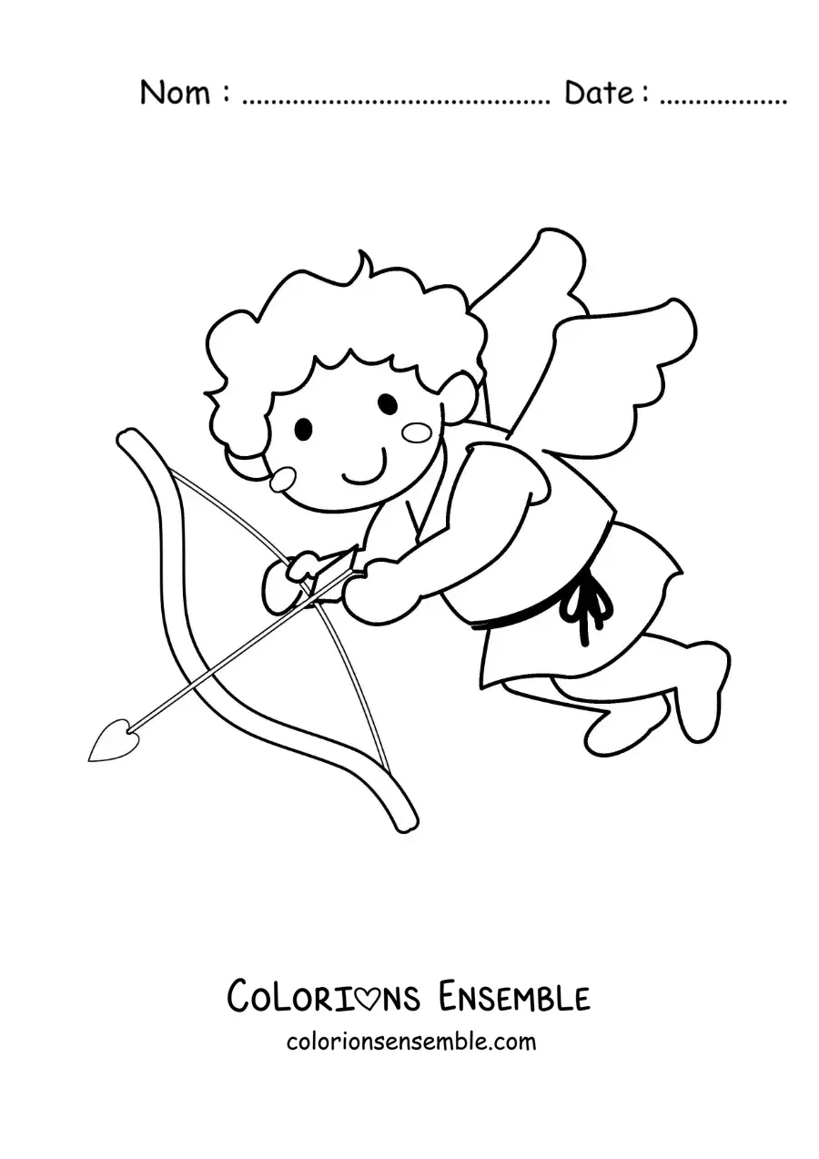 Dessin à colorier de Cupidon avec un arc et une flèche