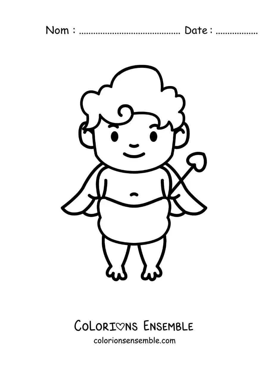 Dessin à colorier d’un bébé Cupidon