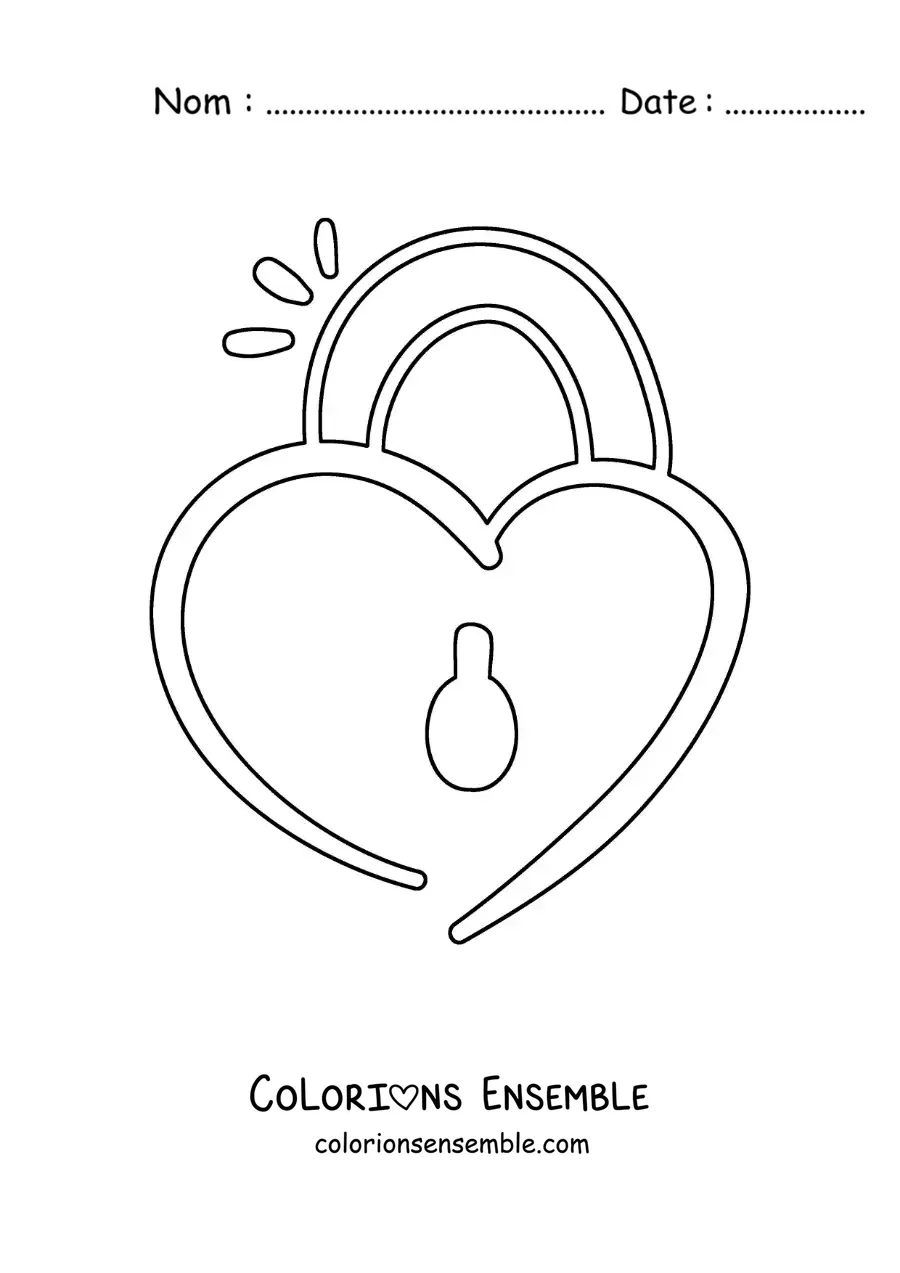 Dessin à colorier d’un cadenas simple en forme de cœur