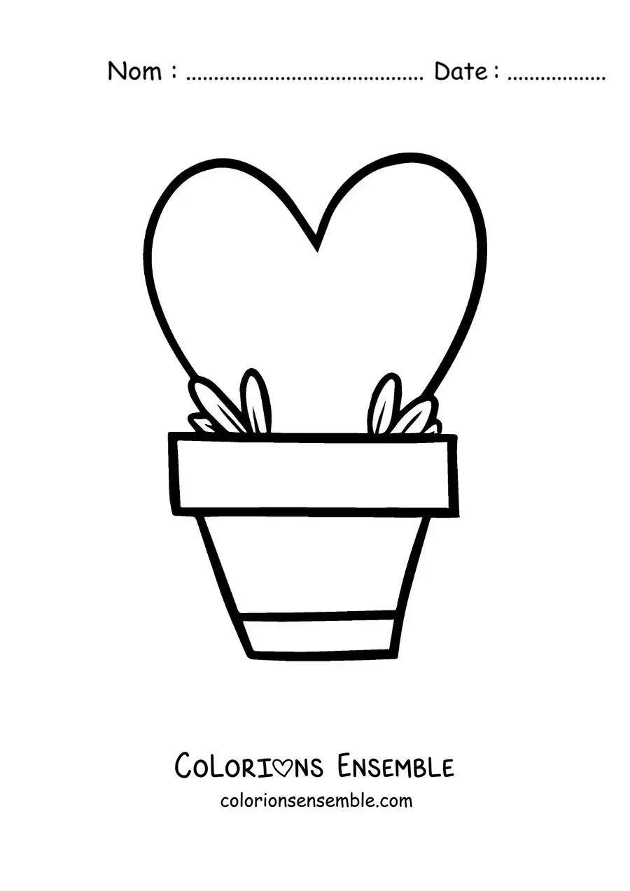 Dessin à colorier d’une plante en forme de cœur