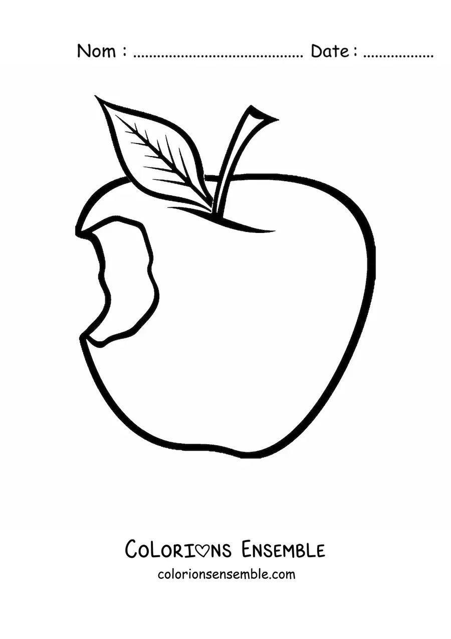Image à colorier d’une pomme croquée