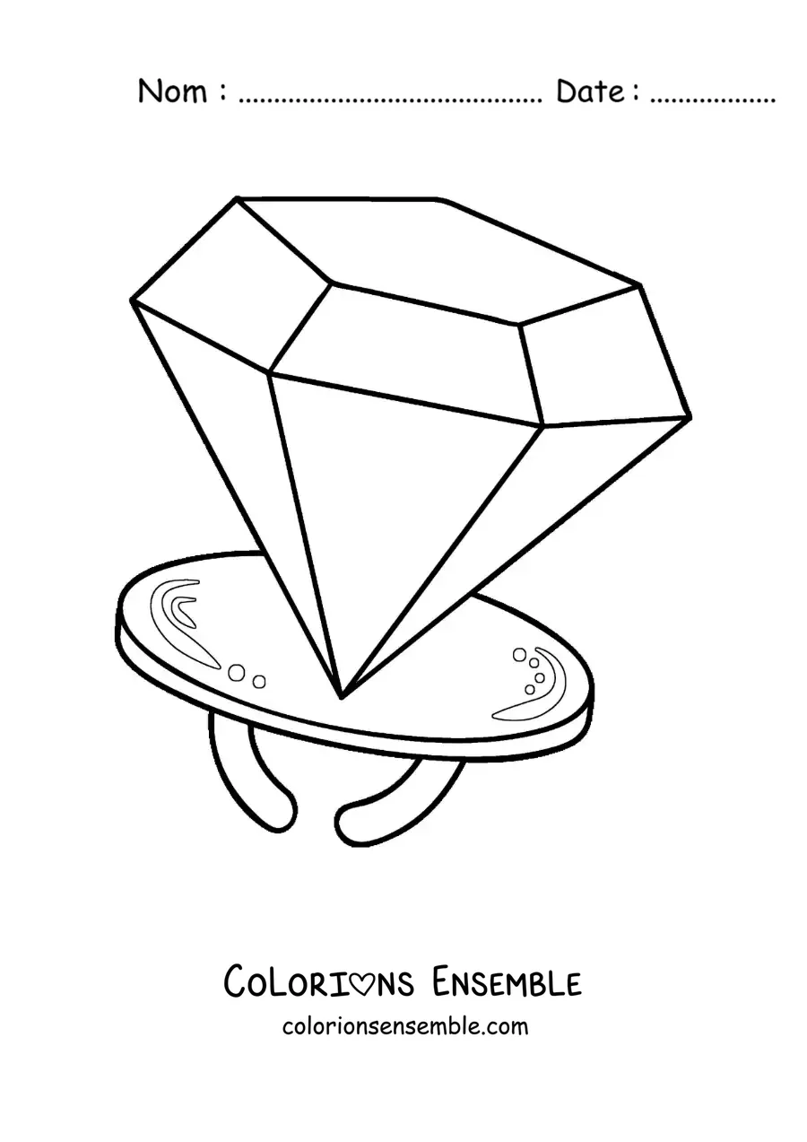 Image à colorier d'une bague en bonbon