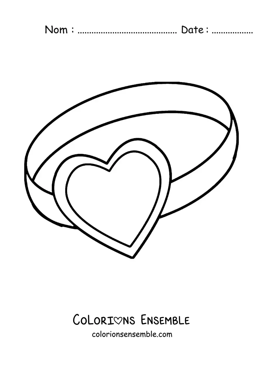 Image à colorier d'une bague en forme de coeur
