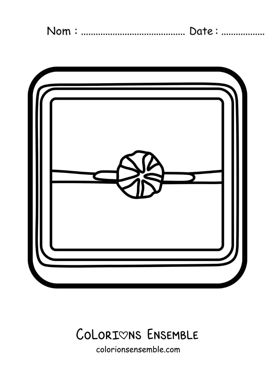 Image à colorier d'une boîte avec une bague en diamant