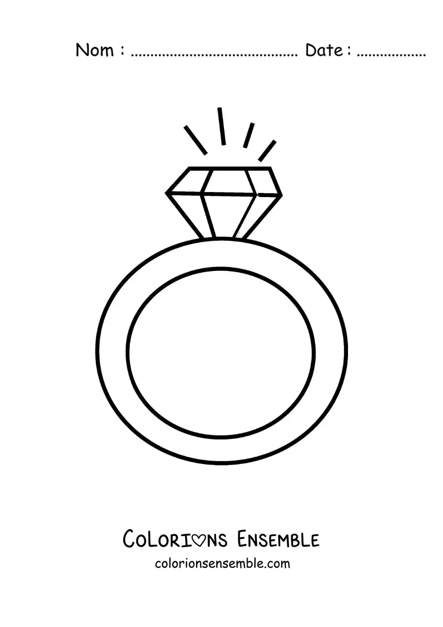 Image à colorier d'une bague en diamant toute simple