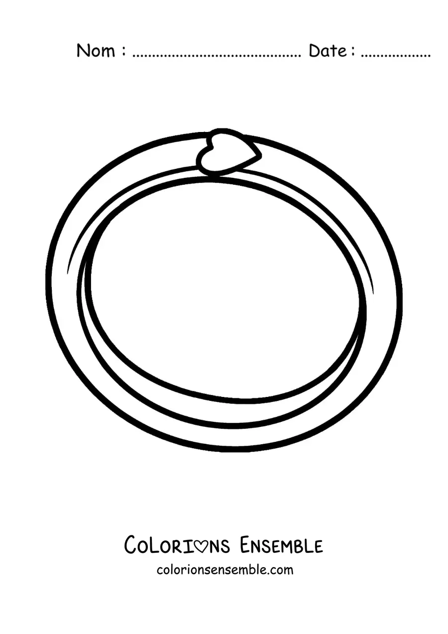 Image à colorier d'une bague ornée d'une pierre en forme de coeur