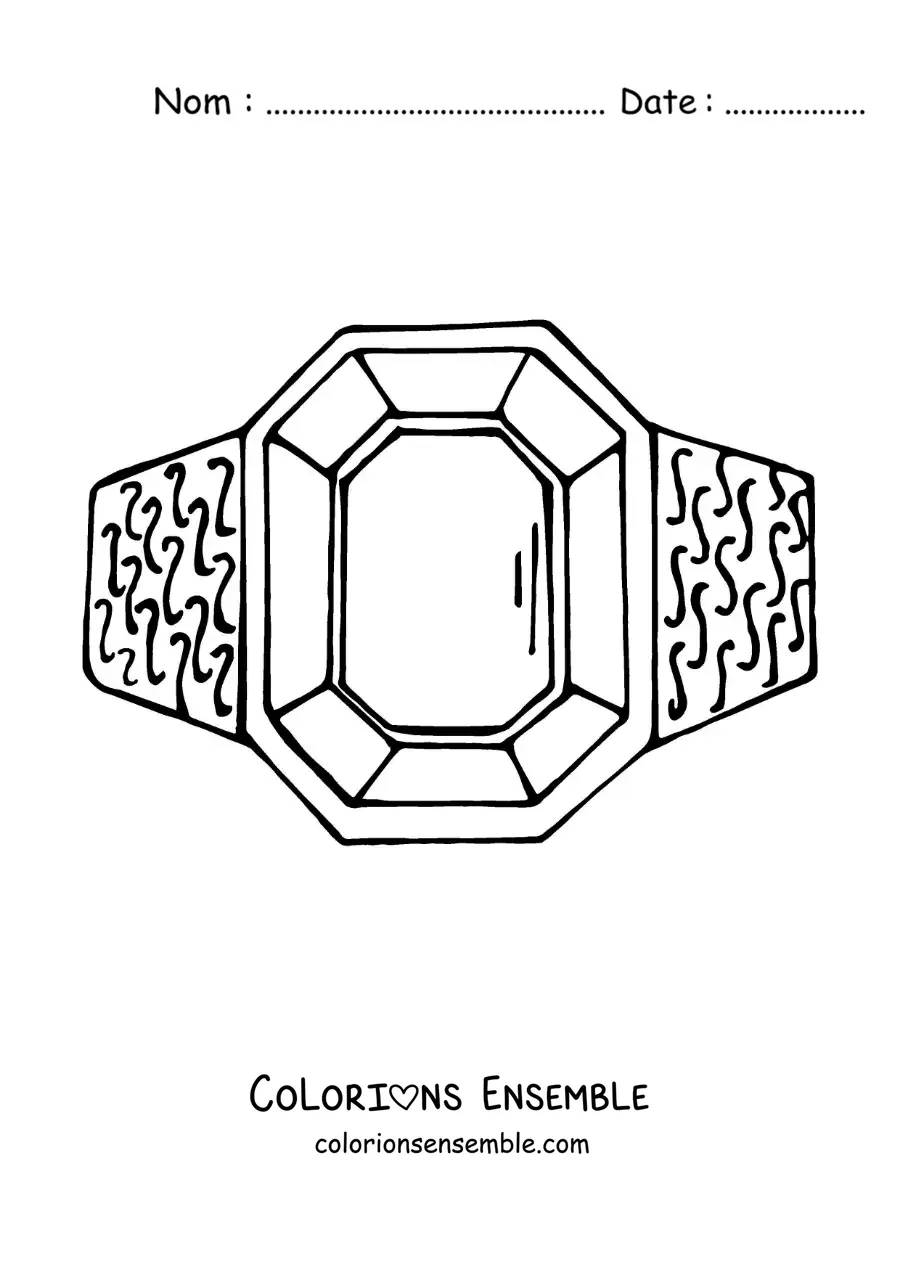 Image à colorier d'une bague ornée d'une pierre précieuse