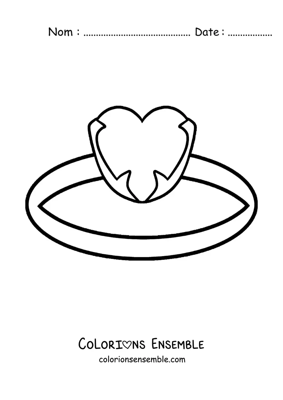 Image à colorier d'une grande bague en forme de coeur