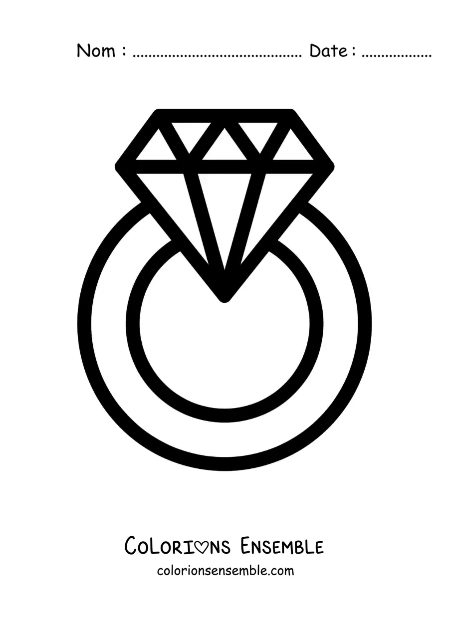 Image à colorier d'une bague en diamant facile