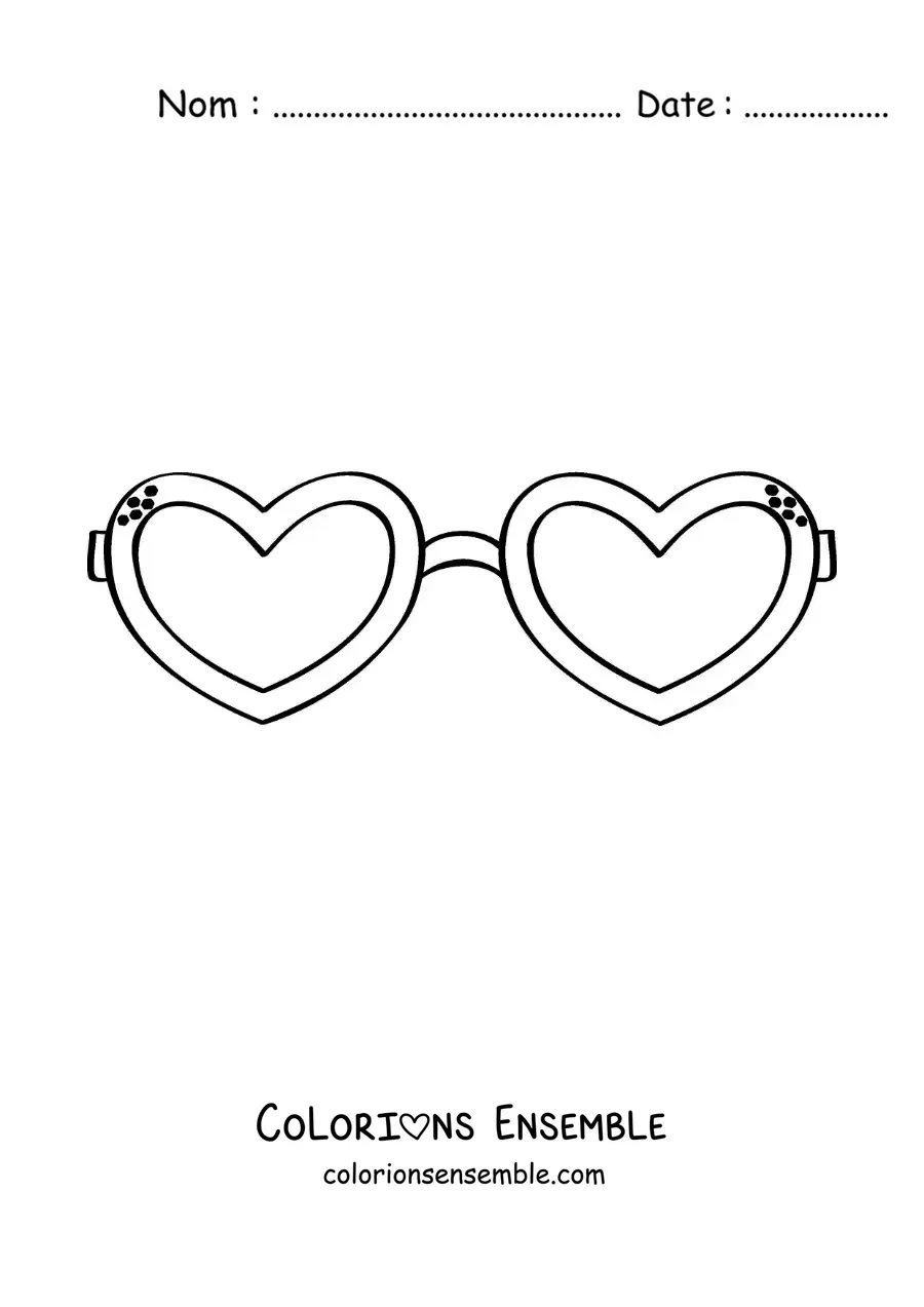 Image à colorier de lunettes en forme de coeur