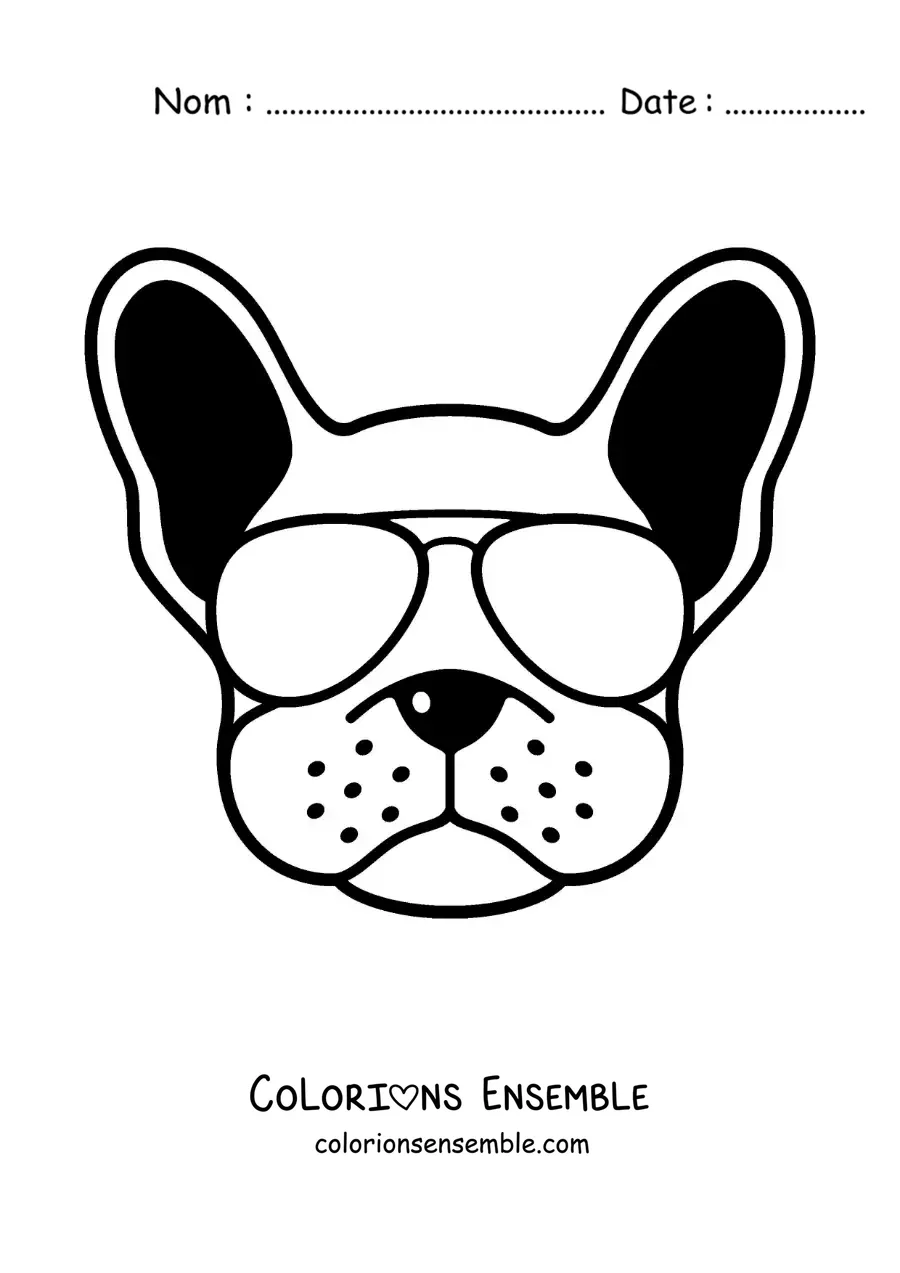 Image à colorier d'un chien tout mignon portant des lunettes stylées