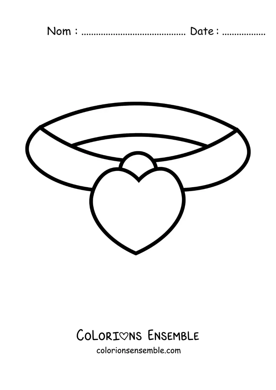 Image à colorier d'un collier en forme de coeur
