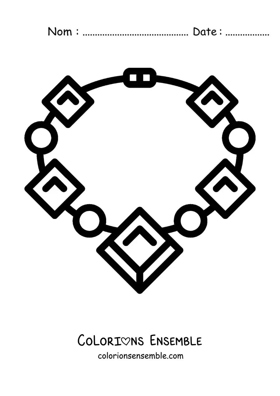 Image à colorier d'un collier orné de pierres précieuses