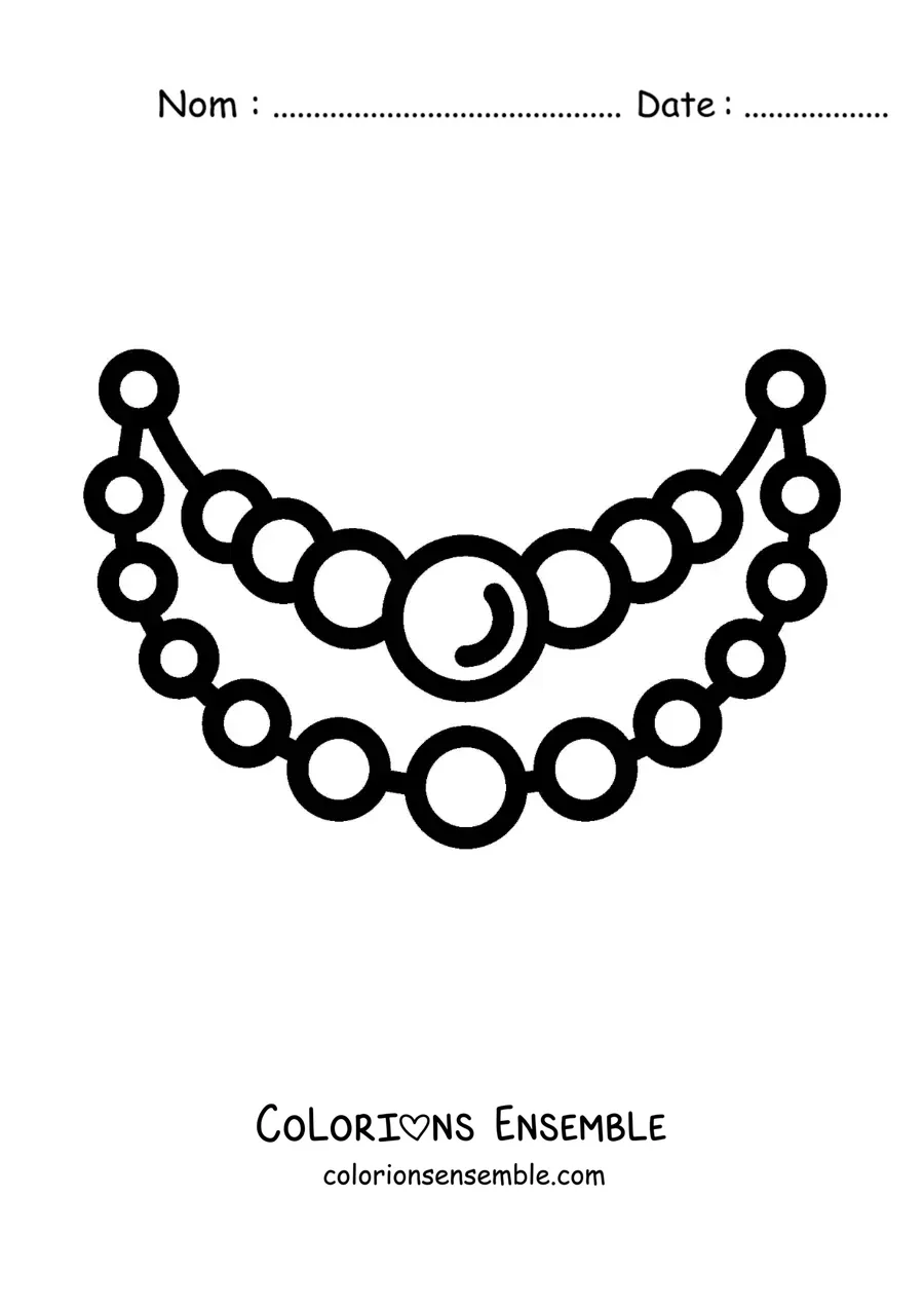 Image à colorier d'un collier de perles facile