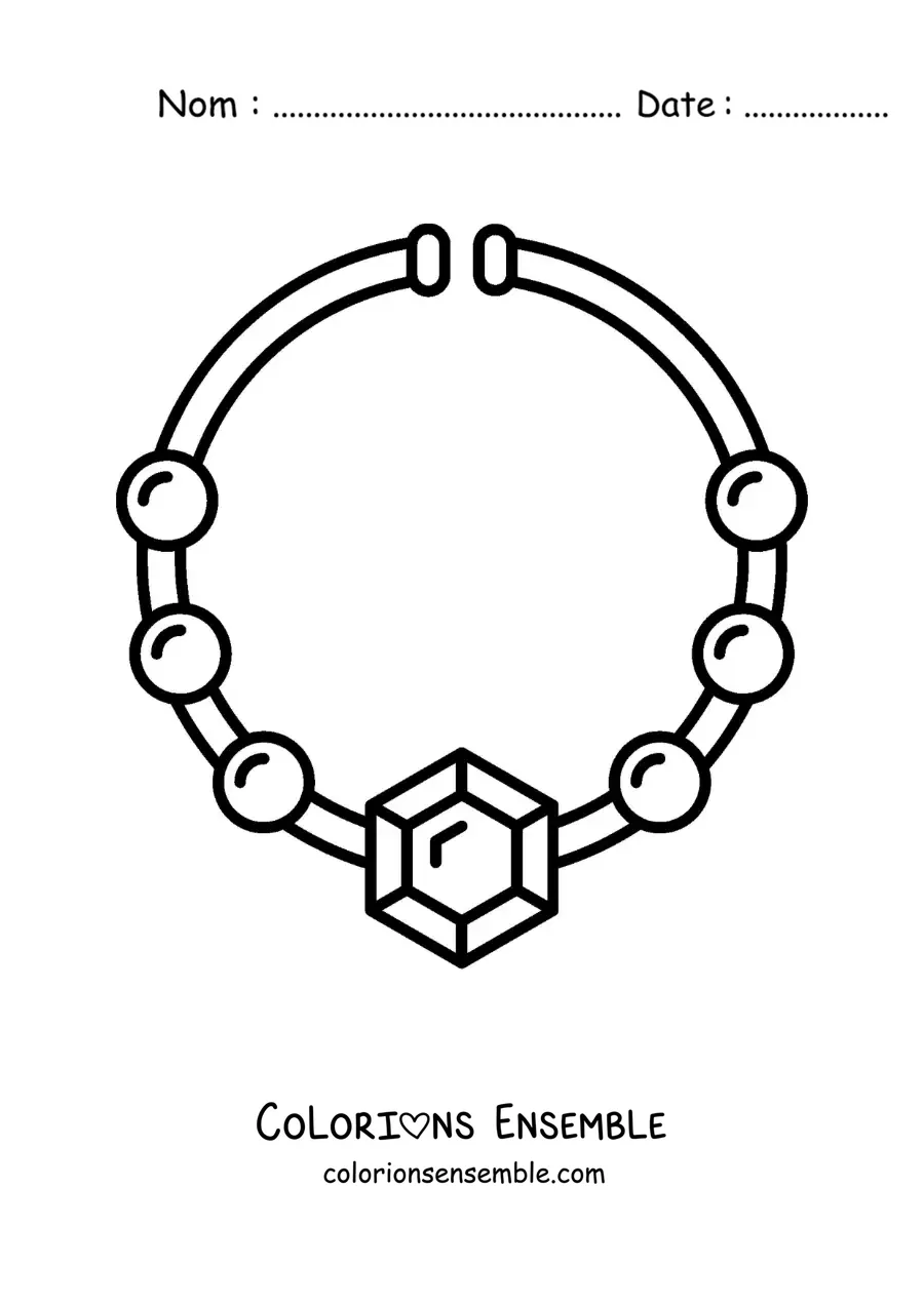 Image à colorier d'un collier orné d'un diamant