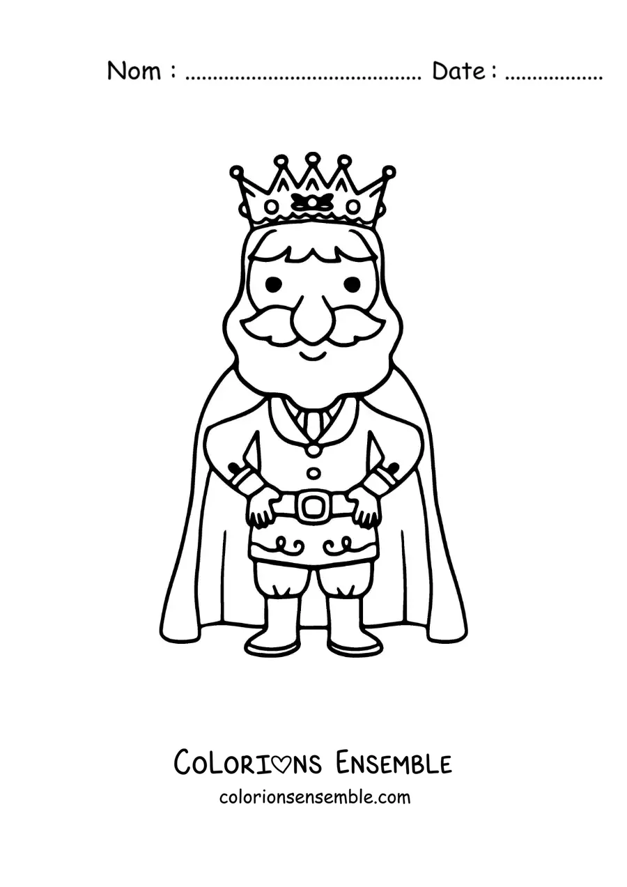 Image à colorier d'un roi tout mignon avec sa couronne