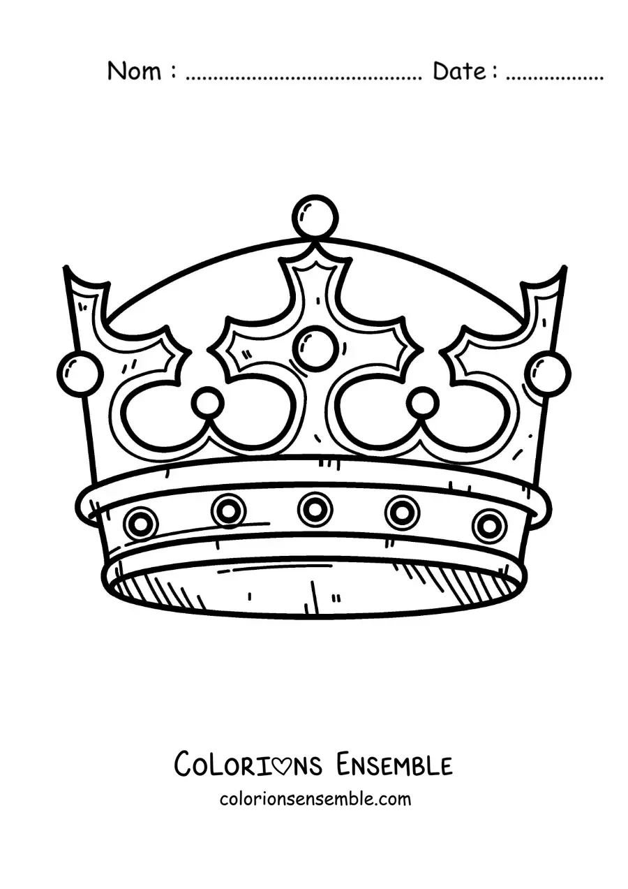 Image à colorier d'une grande couronne de roi