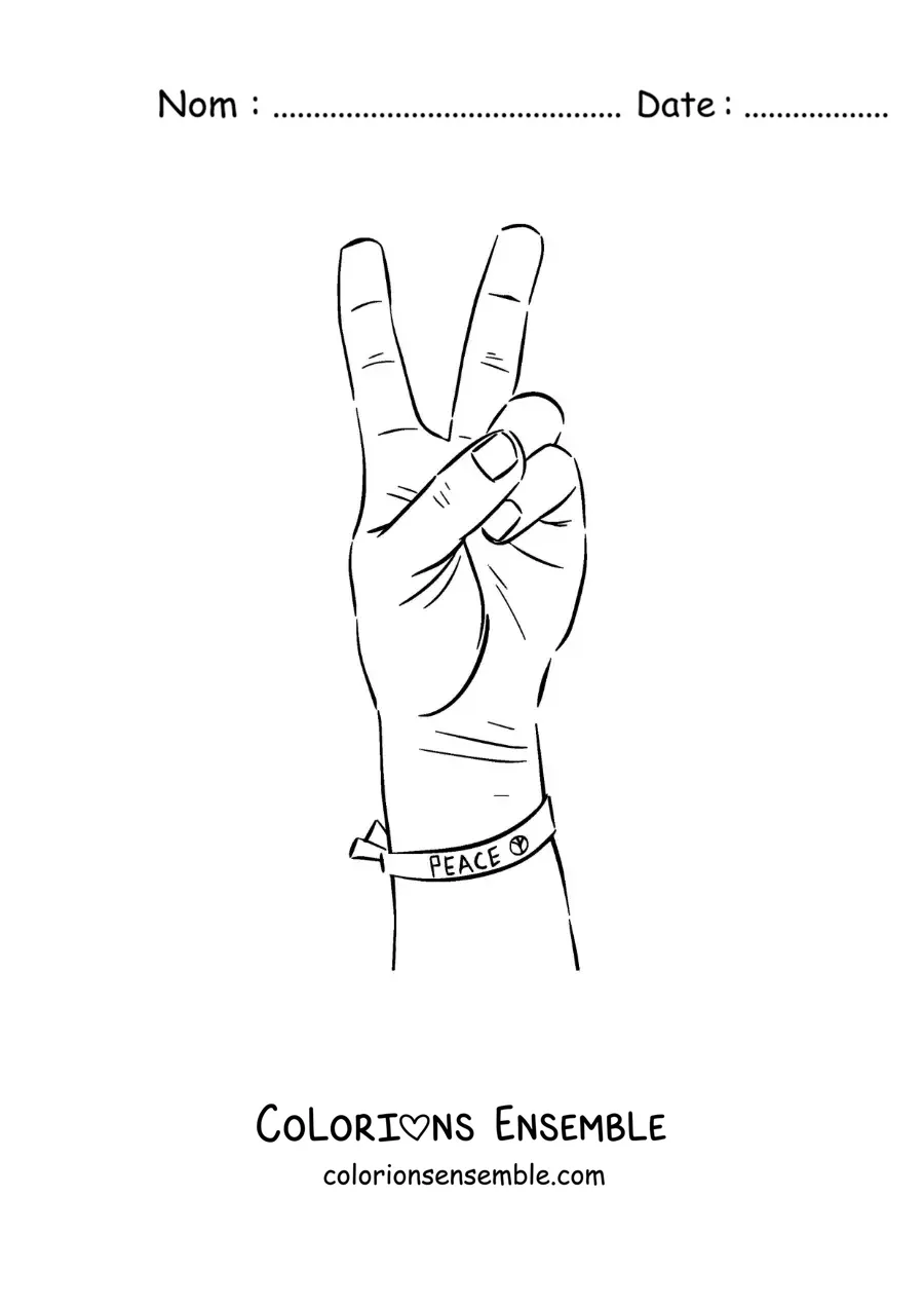 Image à colorier d'une main portant un bracelet