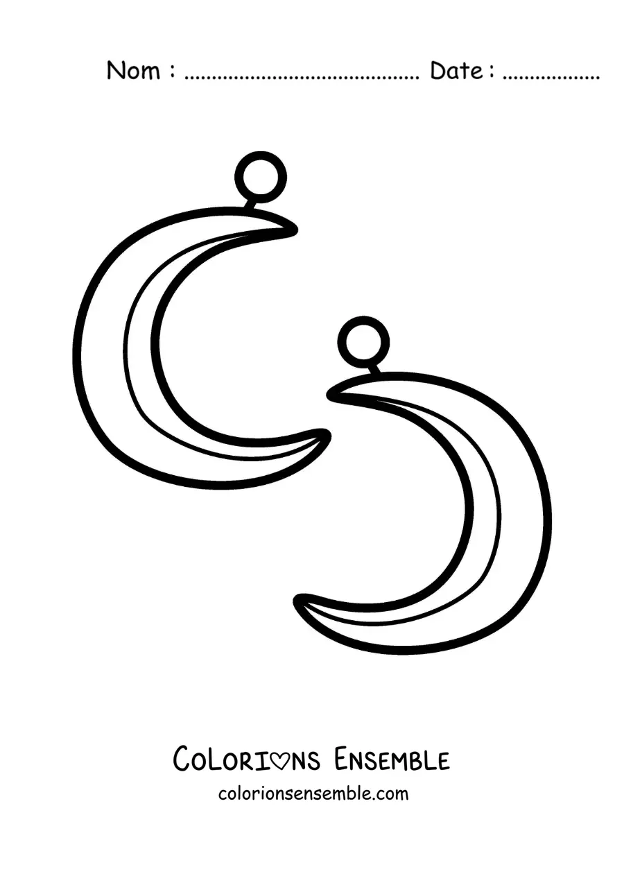 Image à colorier de boucles d'oreilles en forme de lune