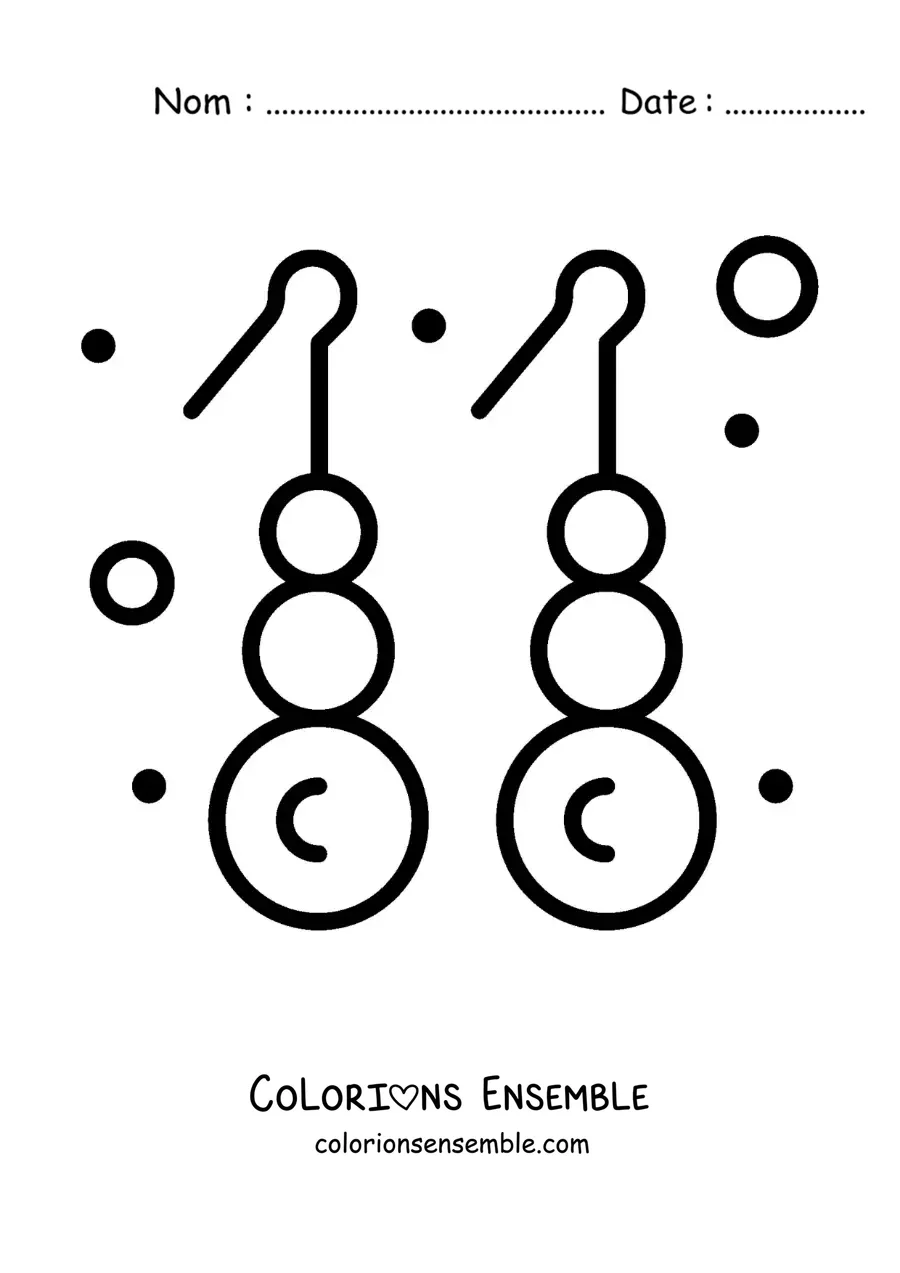 Image à colorier de boucles d'oreilles en perles