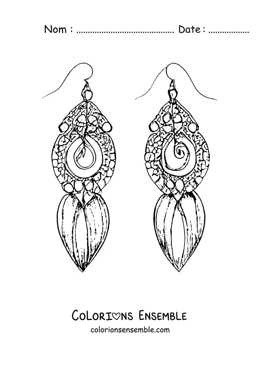 Image à colorier de boucles d'oreilles artisanales